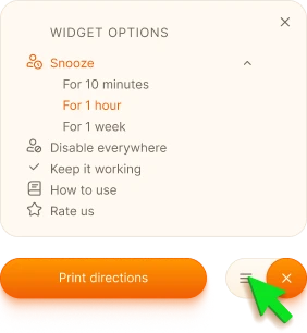 Menu options